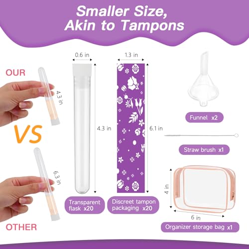 Dapsang Purple Tampon Flask Set - 64 Pcs Discreet Reusable Drink Containers for Events
