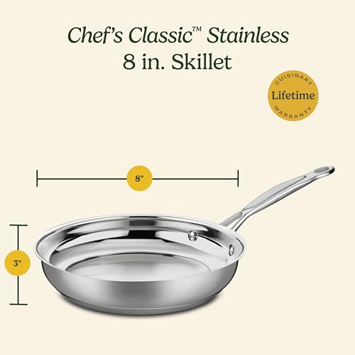 8-Inch Stainless Steel Skillet, Induction Ready Frying Pan with Cool Grip