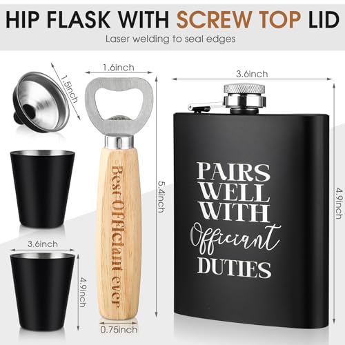 Black SiliFine Officiant Proposal Gift Set with Hip Flask, Shot Glasses & Funnel