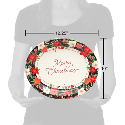 Christmas Platter - 36-Pack 12.25-Inch Winter Floral Paper Dinner Plates