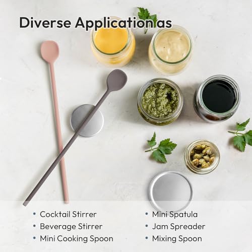 9.9-inch Silicone Coffee Stirrer Spoon - Reusable Cocoa Brown Kitchen Utensil