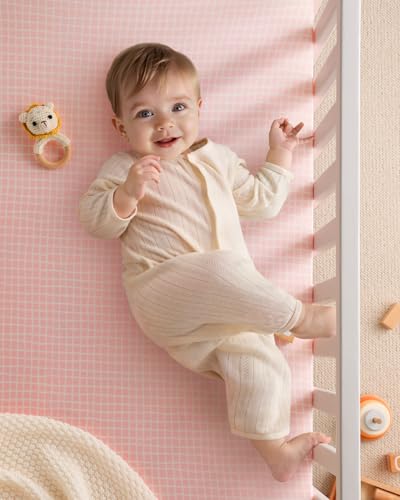 Yoofoss Pack and Play Fitted Sheets 2-Pack - 38x26 Mini Crib Sheets (Pink)
