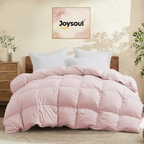 Joysoul Twin All Season Down Comforter Pink Goose Feather Duvet Insert