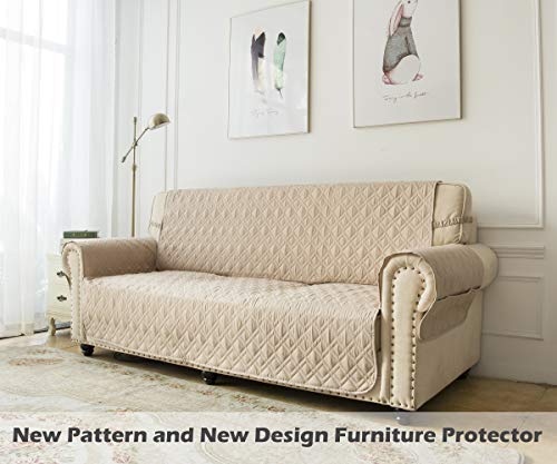 Water-Resistant Quilted Loveseat Slipcover for Pets - 46" Beige