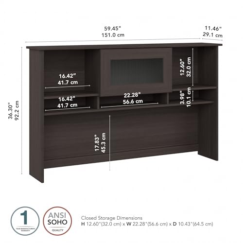 Bush Home Cabot 60W Desk Hutch in Heather Gray - Office Storage & Shelving