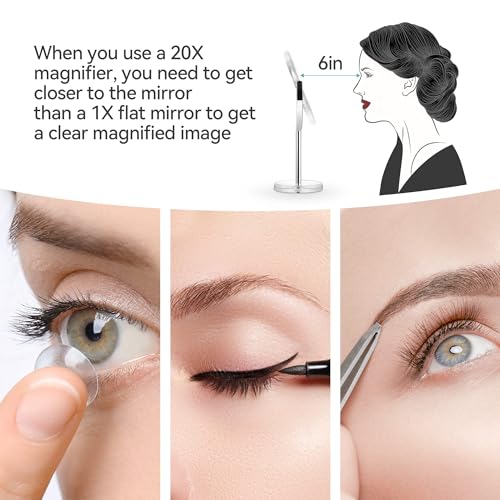 MIYADIVA 20X Magnifying Makeup Mirror,Double Sided 1X & Mirror with