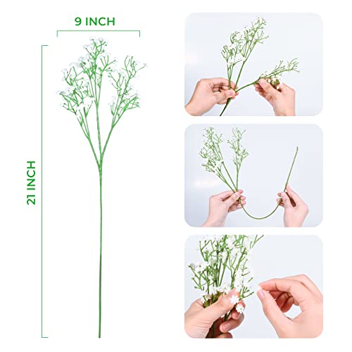 White Baby's Breath Artificial Flowers - 21" Real Touch Gypsophila (6 Pack)