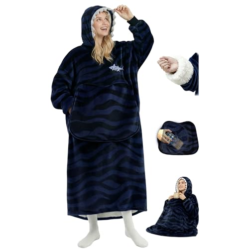 Wearable Blanket Hoodie with Giant Pocket & Phone Pouch - Cozy Flannel