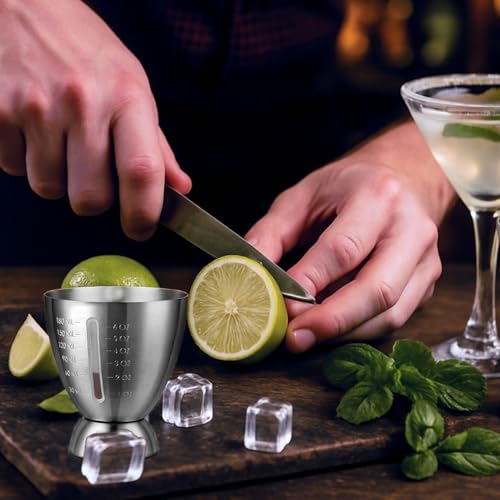 Sipoyen Silver Stainless Steel Cocktail Jigger with OZ & ML Markings, 1-6oz