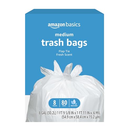 8 Gallon Flap Tie Kitchen & Office Trash Bags, Fresh Scent - 80 Pack