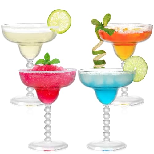 TOPZEA 4-Pack Acrylic Margarita Glasses Set - Unbreakable 13.5 oz Plastic Cocktail Cups for Pool & Party