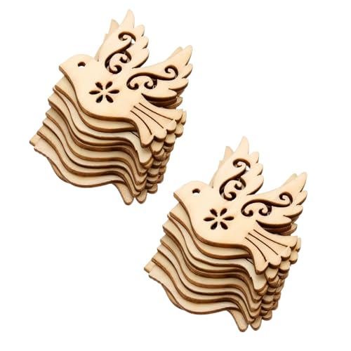 20PCS Peace Dove Figurine, Brown Wooden Ornaments Crafts Home