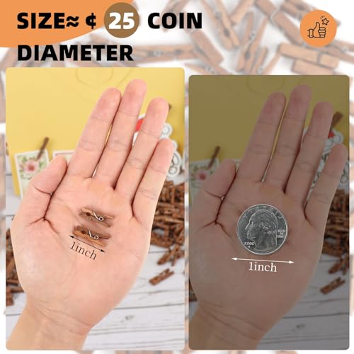 100 Pcs Mini Wooden Clothespins, 1-Inch Small Craft Clips for Photo Displays