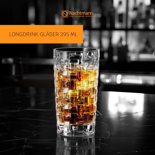 Crystal Highball Glass Set - 14 oz Long Drink Glasses, Set of 4