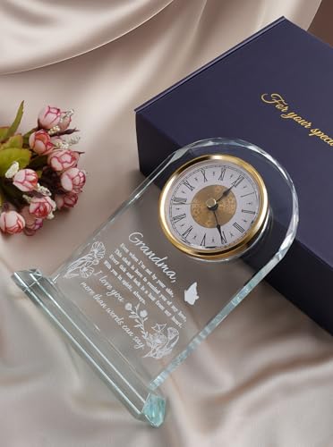 Grandma Gifts from Granddaughter Grandson - Birthday Glass Clock - WinTaim