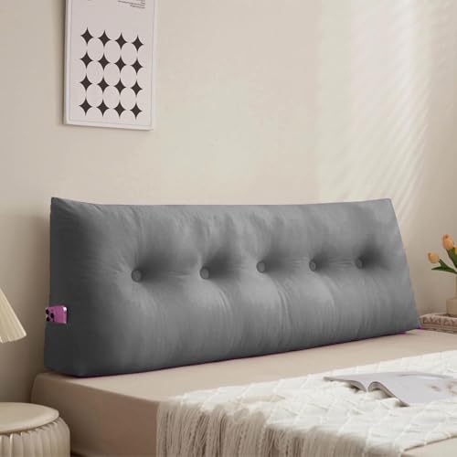 Twin XL Headboard Wedge Pillow - Dark Grey Backrest Cushion 39x4.7x15.7in