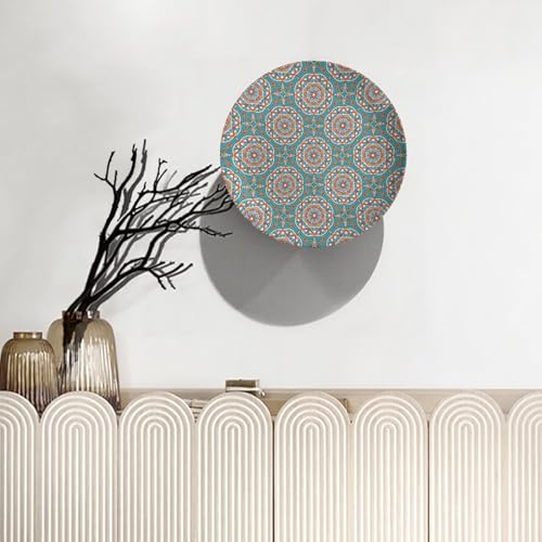 Cyan Blue Ceramic Decorative Plate with Display Stand, 6-Inch Round Ornament