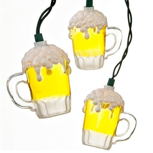 Kurt Adler Beer Mug String Light Set - Novelty Party & Holiday Decor, 10 Lights