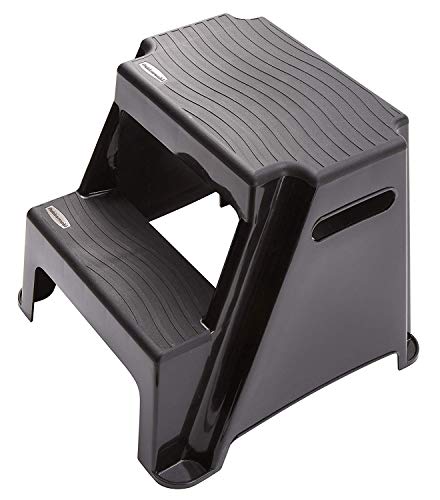 2-Step Plastic Stool, 300 lb Capacity Lightweight Step Stool, Black