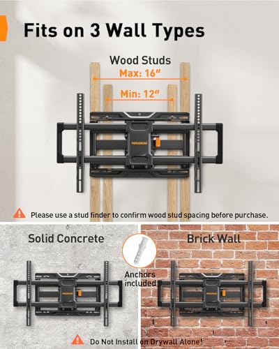 Full Motion TV Wall Mount for 42–86 Inch TVs, Heavy-Duty Articulating Arm