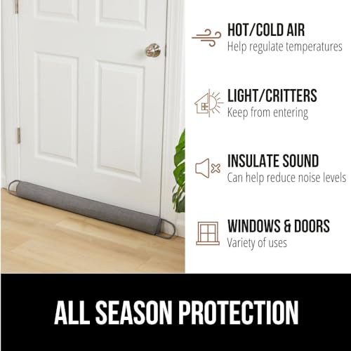 Door Draft Stopper Heavy Duty Under Door Seal & Sweep, 32-Inch Gray