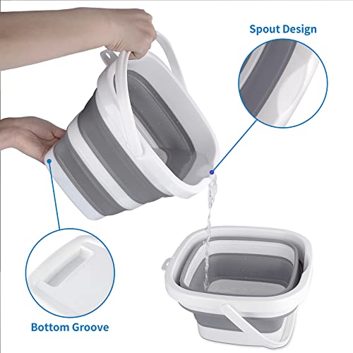 Collapsible Bucket 5L (1.3 Gallon) - Foldable Square Portable Pail