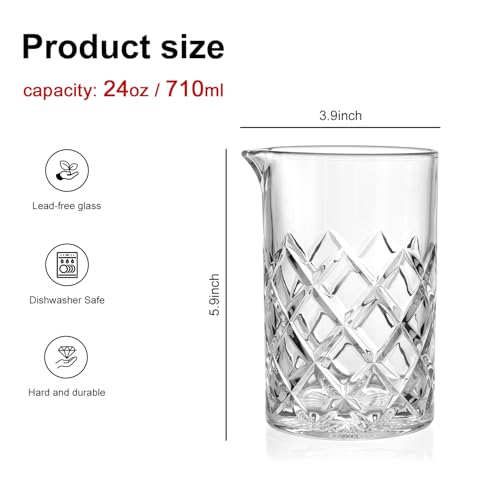 GOSDENG 4 Pack Clear 24oz Cocktail Mixing Glasses for Bar & Party