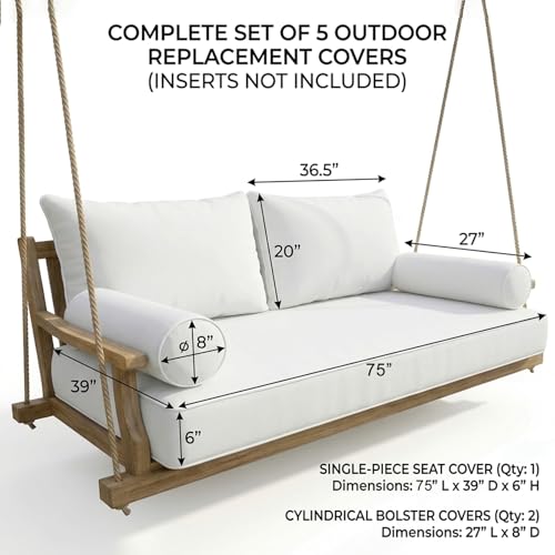 Outdoor Daybed Cushion Cover Set, Water-Resistant Twin Size