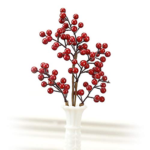 Artificial Red Berry Picks for Christmas Wreaths and Crafts - 8 Pack