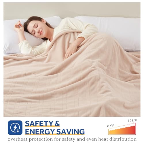 Electric Heated Blanket Twin Size with 10 Heat Levels, Auto Shutoff