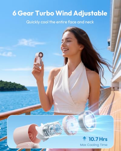 Gaiatop Portable Handheld Mini Fan, 6-Speed Personal Fan with LED Display