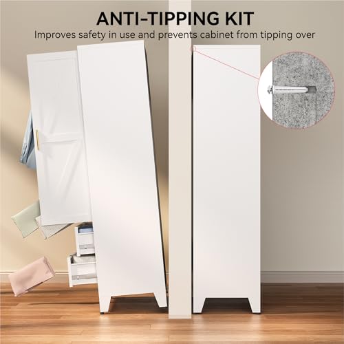 71" Metal Wardrobe Closet with 2 Drawers, Hanging Rod & Adjustable Shelf