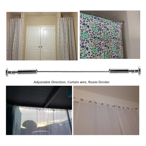 5-Meter Stainless Steel Tension Wire Curtain Rod for Photos and Art Display