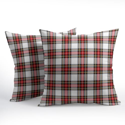 Christmas Scottish Tartan Plaid Outdoor Throw Pillow Cover 18x18 in
