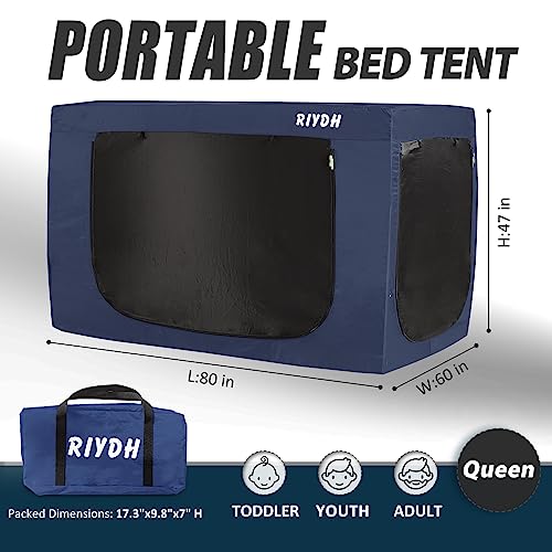 Blackout Bed Tent Privacy Canopy for Restful Sleep with 3 Doors