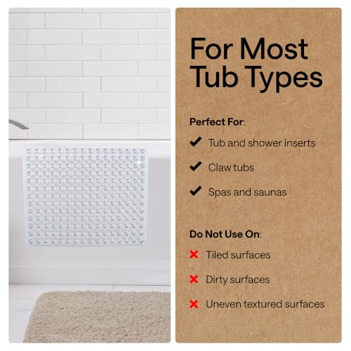 Gorilla Grip Patented Bath Tub Shower Mat 35x16 Inch Clear Non-Slip