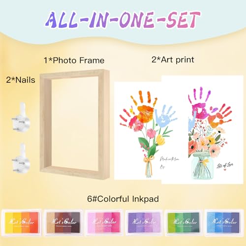 Physkoa Art Deco Handprint Flower Craft Kit with Frame - Mom Grandma Gift