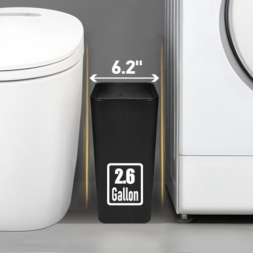 Slim Plastic Trash Can with Pop-Up Lid - 10L / 2.6 Gallon Small Garbage Can