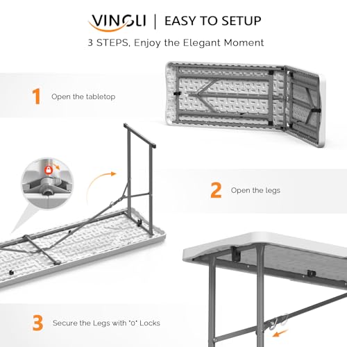 6 FT Narrow Folding Table - Space-Saving Portable HDPE Utility Table