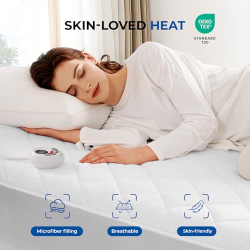 Heated Mattress Pad Queen Size | 12 Heat Settings & Auto Shut Off