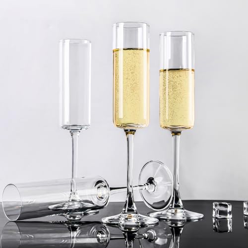 UMEIED 6oz Champagne Flutes Set of 12 Long Stem Glasses Elegant Party Drinkware