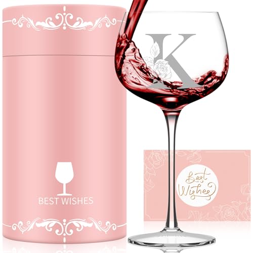 Personalized Monogram Initial Wine Glass - Custom Gift for Her