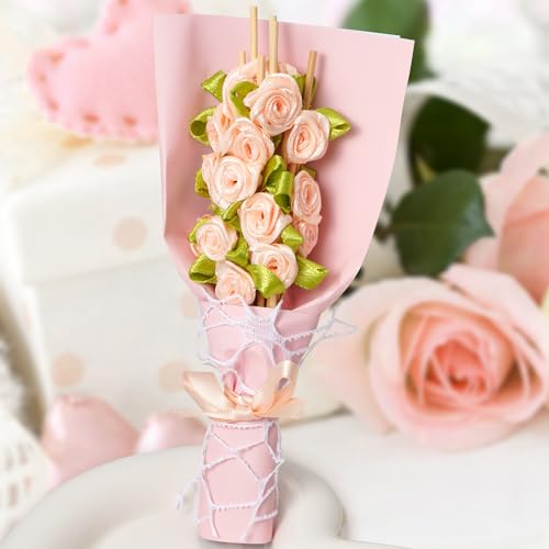 Minisland MSL222 Pink Rose Bamboo Cocktail Picks 100 Pack - Decorative Food & Drink Garnishes