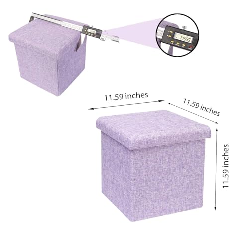 Foldable Linen Storage Ottoman Cube 11.8-Inch Square Footrest Stool