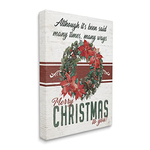 Vintage Poinsettia Christmas Canvas Wall Art 24 x 30 in — Wreath Variant