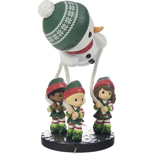 "Tis The Season to Be Jolly" Precious Moments Hand-Painted Christmas Figurine – 5.25" Resin Elf Snowman Parade
