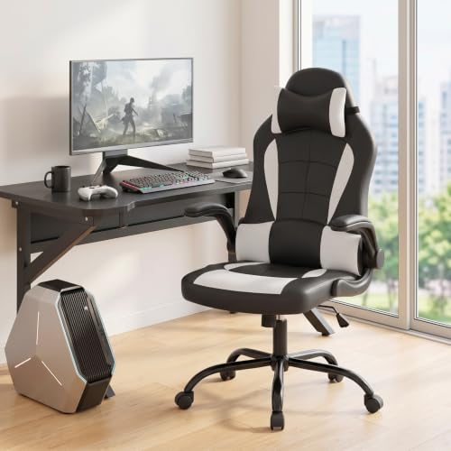 Ergonomic High Back Gaming Office Chair with Lumbar Support and Flip-Up Arms