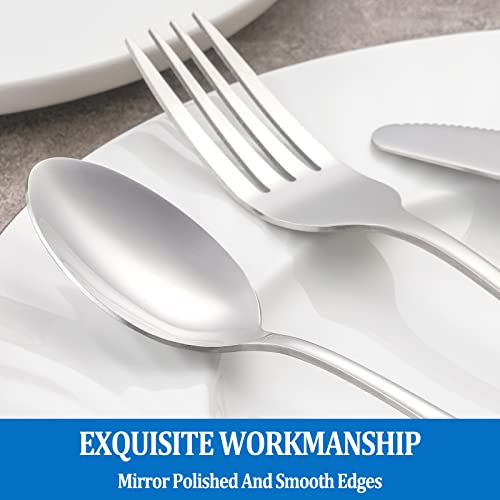 16-Piece Stainless Steel Fork and Spoon Set, Mirror Polished Flatware