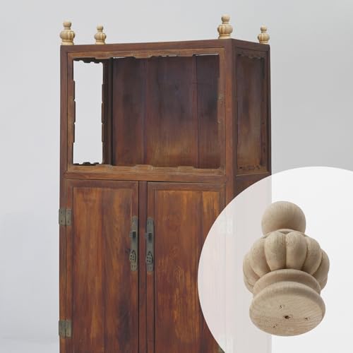 Unfinished Beech Wood Decorative Finial, 2.95"x4.9" Spherical DIY Craft