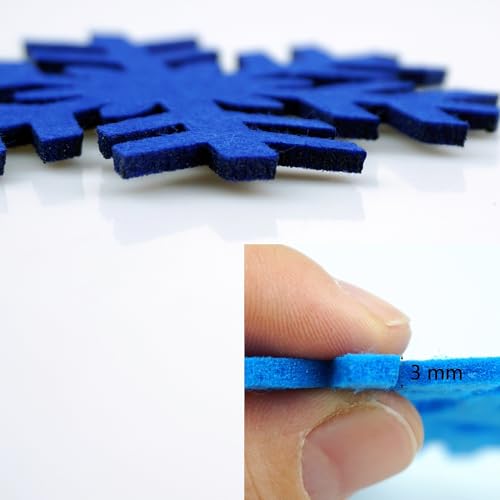 SaktopDeco 16-Pack Felt Snowflake Coasters Set – White/Blue Christmas Drink Coasters